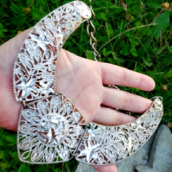 Vtg Barrera for Avon Chunky Ornate Collar Necklace - Picture 2 of 10